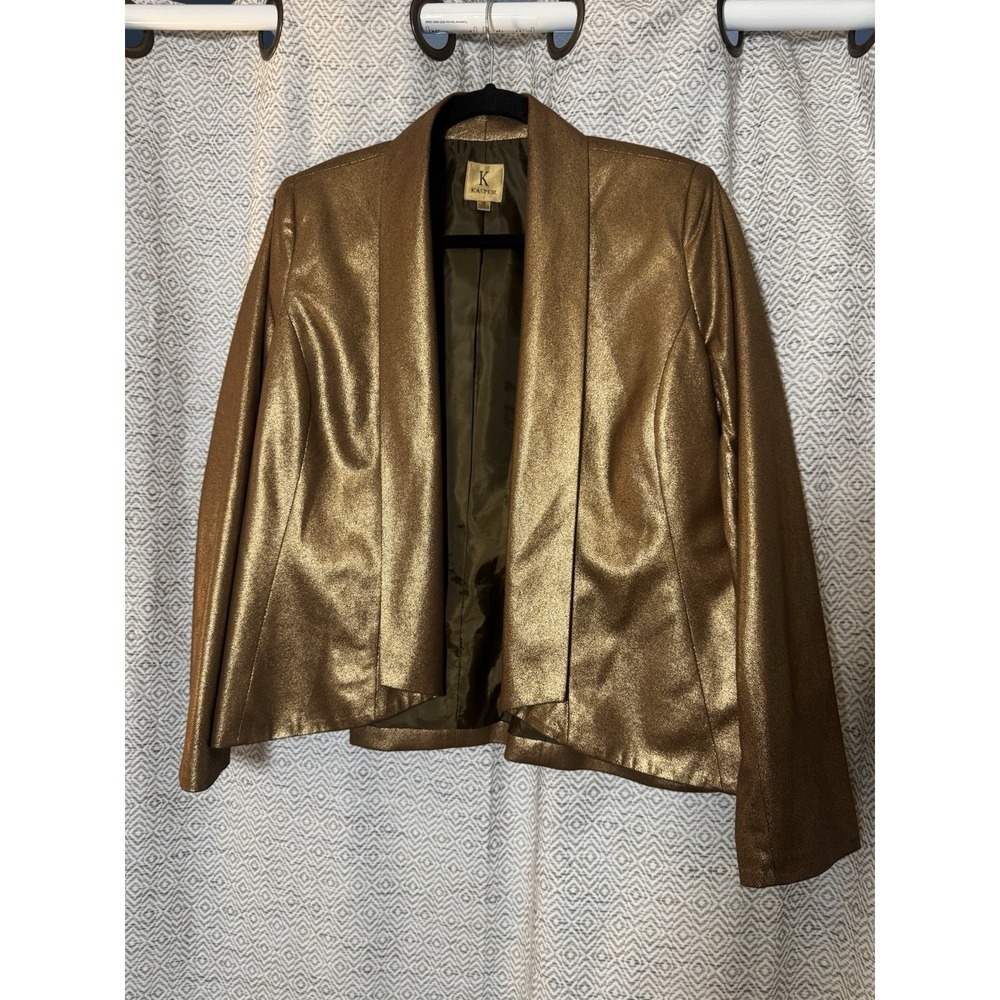 Kasper Bronze Metallic Textured Look Blazer Suit Jacket Smooth Soft Size 10